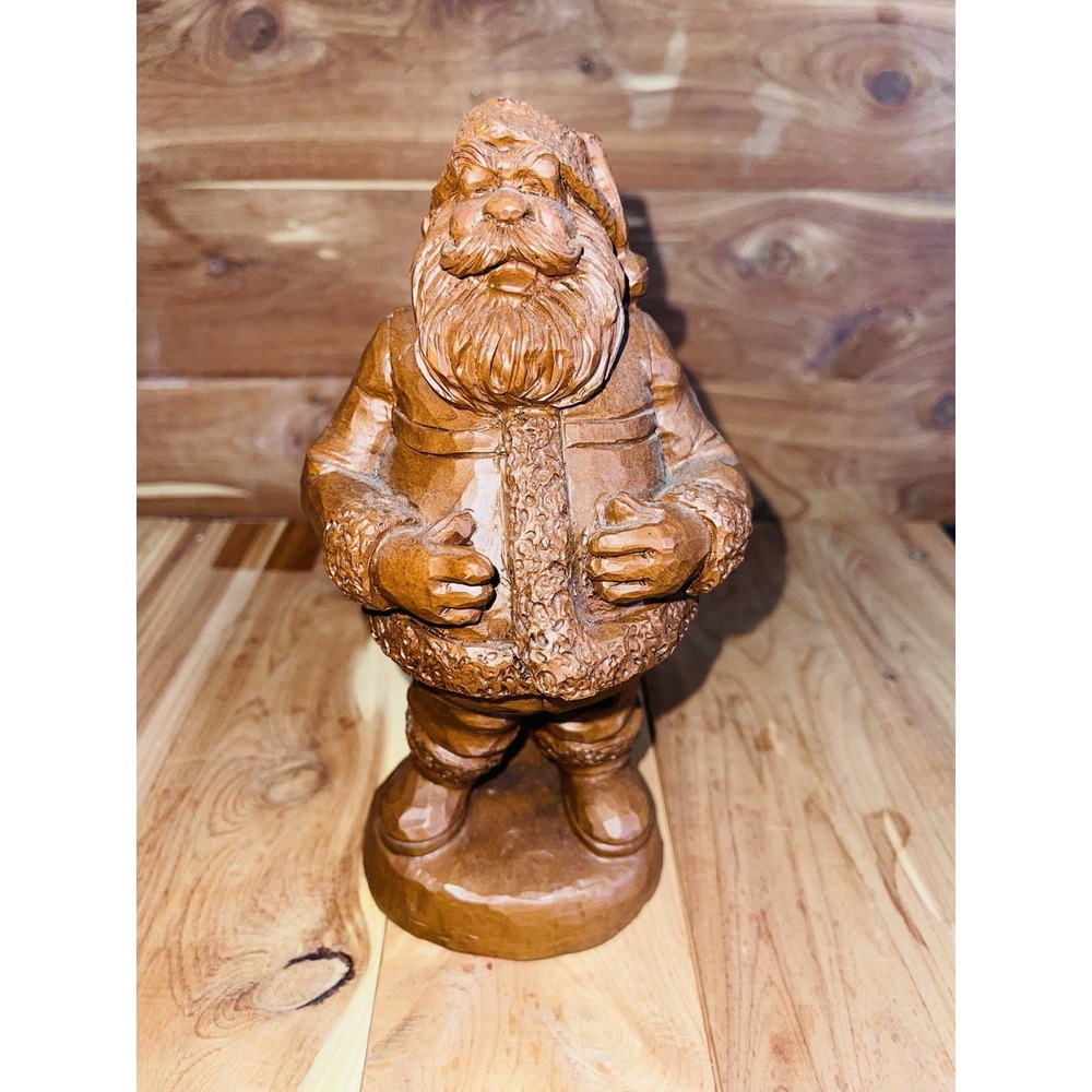 Vintage 1996 Donna Wetherbee Carved Wood Look Santa Claus Figurine Folk Art